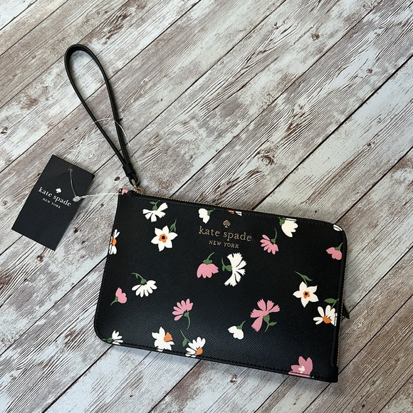 NWT Kate Spade New York Lucy Floral Waltz Medium L-zip Wristlet Purse Cocktail - Picture 6 of 12